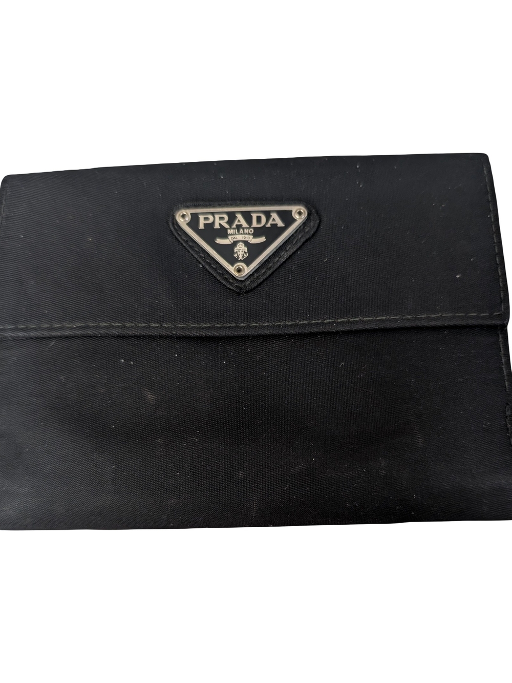 PRADA Small Bifold Black Men's Nylon Small Wallet Clutch Unisex Designer Purse